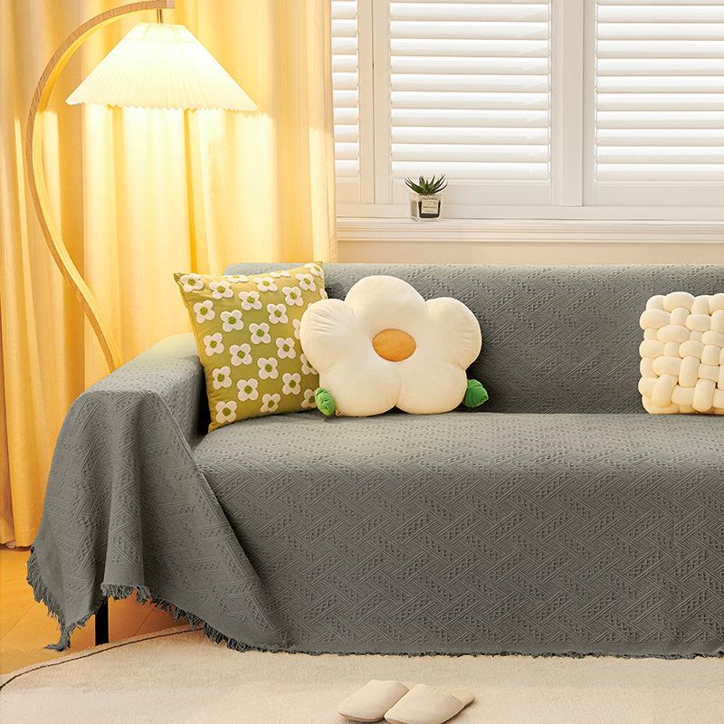 Nordic Style Dustproof Sofa Blanket - Single to Three-Seater, Four Seasons, Full Cover Cushion Towel