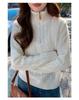 Celebrity Style Cable Knit Half-Zip Sweater: Autumn/Winter Long Sleeve Lapel Top