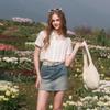 Sancai Lyocell Ruffle Collar Casual White Shirt