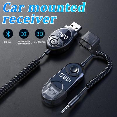 Wireless FM Transmitter Bluetooth 5.3 Car Audio Transmitter USB Powered Bluetooth Audio Receiver MP3 Player Car Kit Handsfree