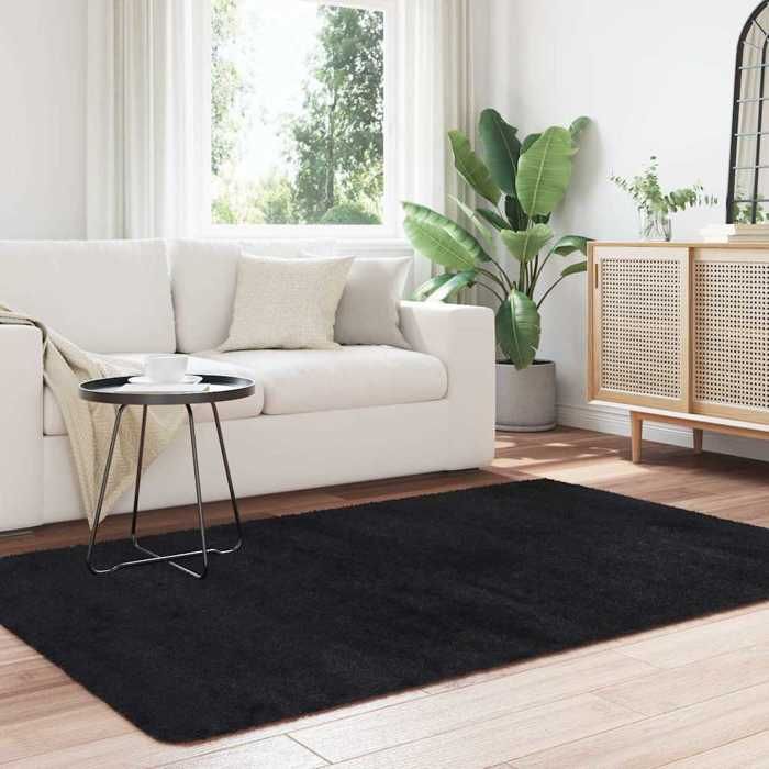 VidaXL Tapis Shaggy à poils longs noir 130x200 cm polyester, tapis, tapis de chambre, tapis moderne, tapis de salon, tapis 4102830