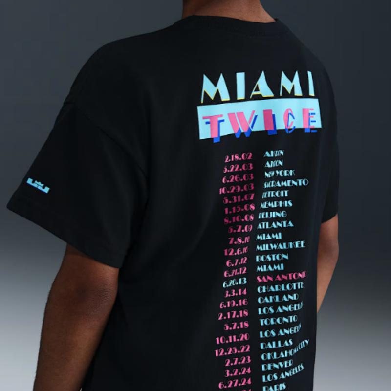 Nike T-Shirt FW25 LeBron Miami Twice Letter Round Neck Pullover Short Sleeve Kids Tops IM6656-010