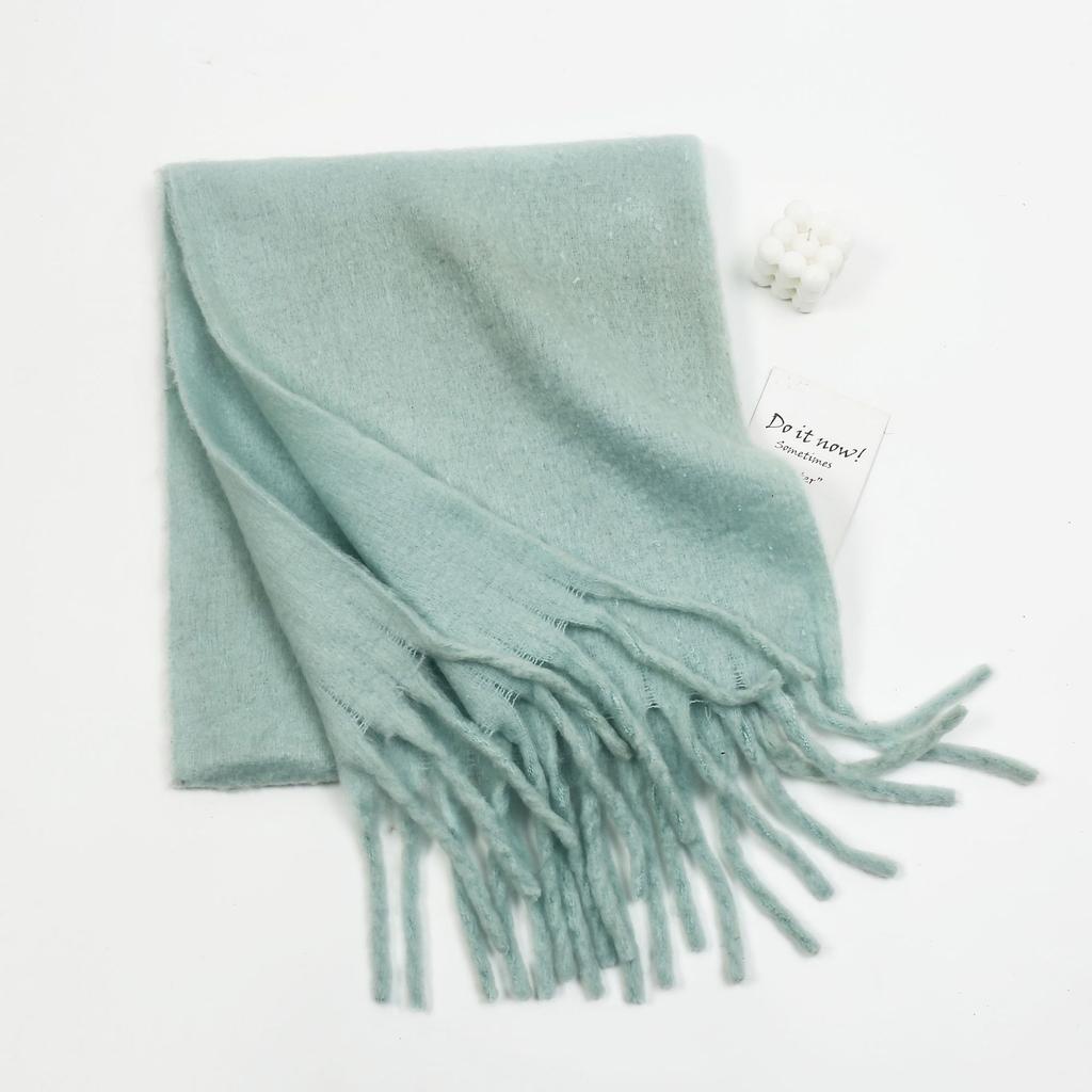 Autumn and winter solid color imitation cashmere beard scarf women's high sense versatile shawl scarf