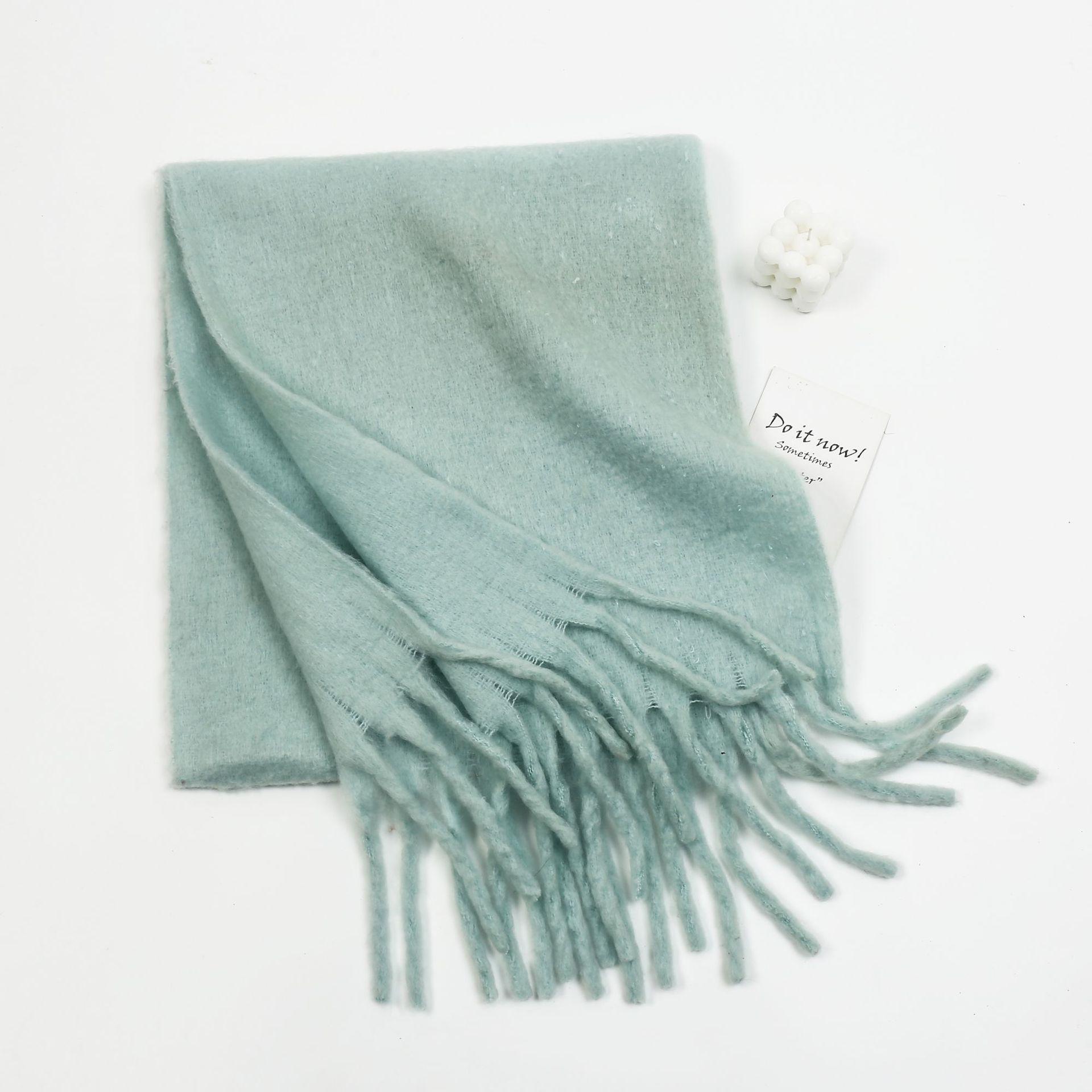 

Autumn and winter solid color imitation cashmere beard scarf women s high sense versatile shawl scarf