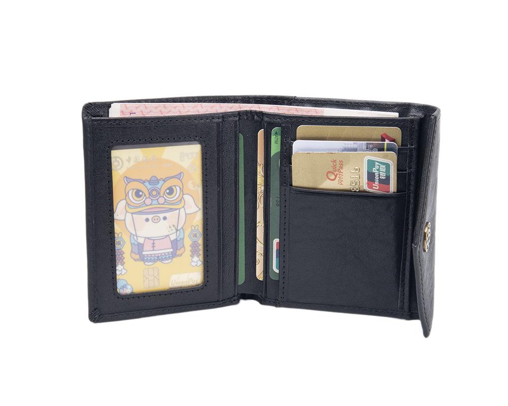 Cross-Border Japanese & Korean Men's Genuine Leather Bi-fold Wallet with Money Clip – Cowhide, Vegetable-Tanned, Vertical Design, Casual Buckle.