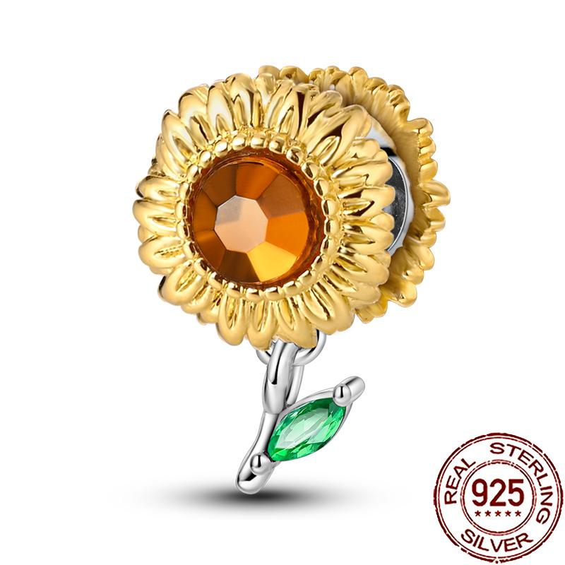 New Charms Copper Colorful Plant Flower Fruit Charm Beads Fit Snake Chain Bracelet Necklace Women Diy Jewelry