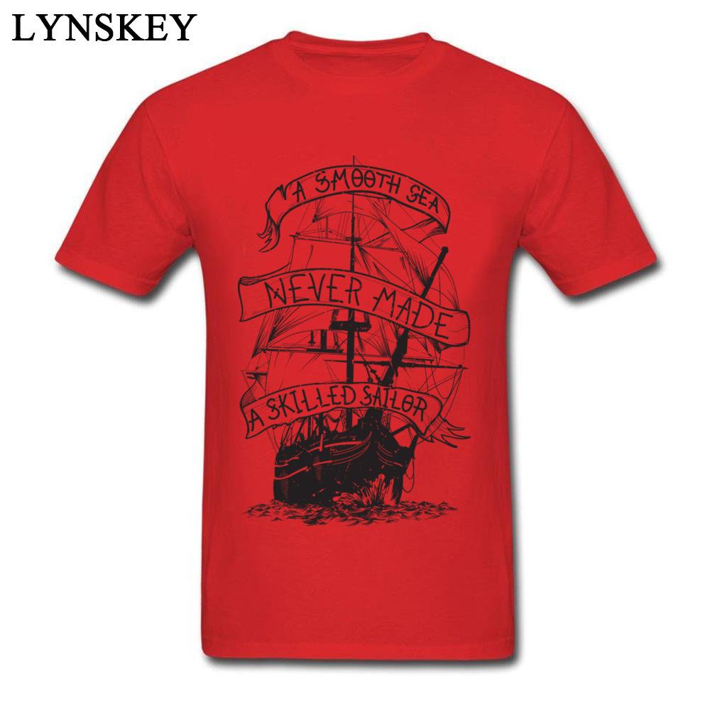 Спокойное море никогда не делало искусного моряка Новый дизайн футболки для мужчин Хлопковые Топы Футболки Ретро Стиль Принт Корабля S