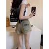 Spicy Girl High-Waisted A-Line Denim Shorts - Summer 2024 Retro Slimming Hot Pants for Women