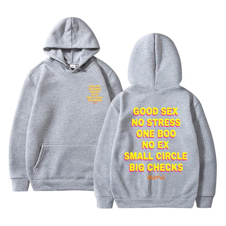 Good Sex No Stress One Boo No Ex Small Circle Big Checks Graphic Hoodie Men Women y2k Casual Loose Sweatshirt Male Funny Hoodies 3XL