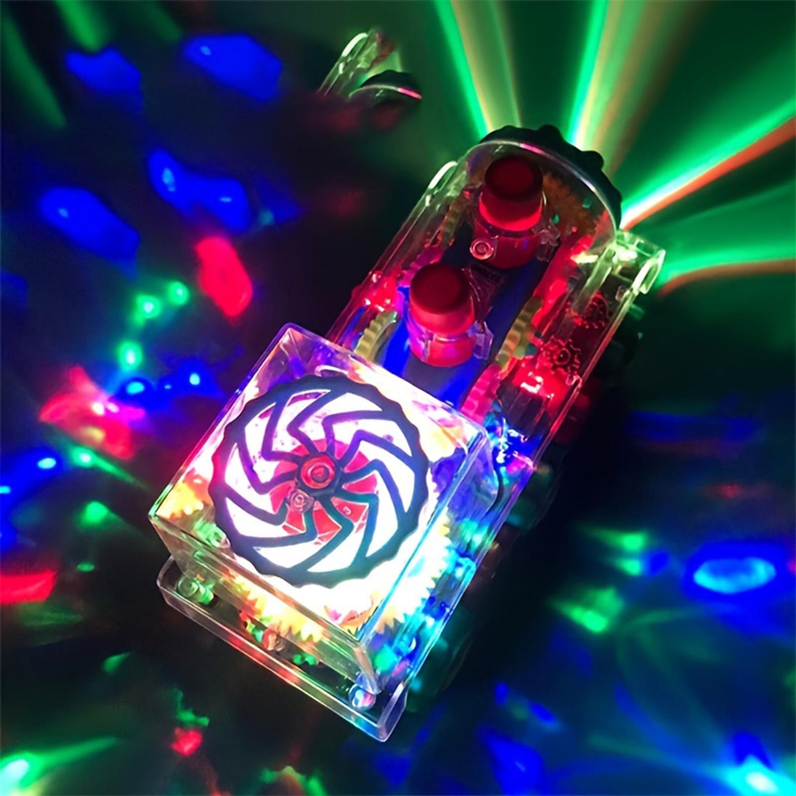 

Прозрачный маленький поезд, шестереночный механизм, свето-музыкальная игрушка One Size