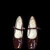 French stunning single shoes with skirt gentle Mary Jane women's shoes medium heel red small leather shoes high heels Hepburn style
