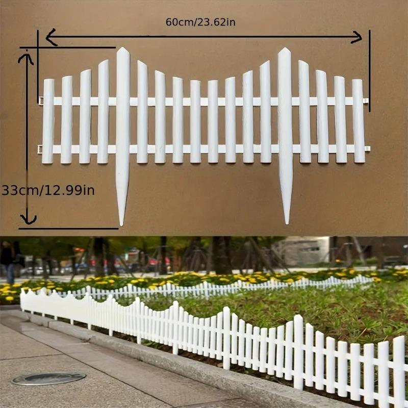 20 White Plastic Garden Fence Durable Weather-Resistant Lawn Flower Bed Border Easy Assembly Outdoor Landscape Stakes Yard Decor