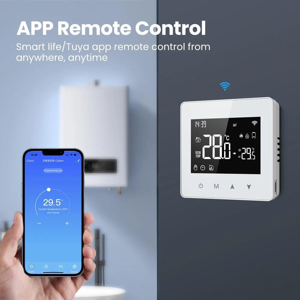 Smart WiFi Thermostat Battery Powered Tuya Compatible with Alexa and Google Home for Heating System of Gas and Water Boilers
