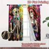 Halloween Colored Glass Curtains Skull Heart Pattern Prints Window Decorations Home Room Made Of Polyester