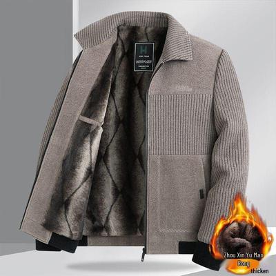 2025 Plus Velvet Corduroy Jacket for Middle-Aged Dads - Thick Winter Woolen Men's Casual Coat