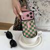Simple Lattice Hit Color Grid Pattern Phone Case for For Iphone 16 15 14 13 17 Pro Max Invisible Silicone Ring Holder Cover