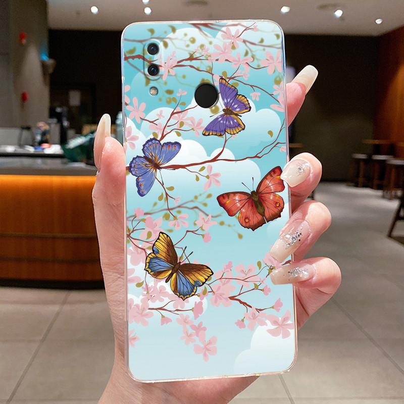 For Huawei Honor Play Case COR-L29 COR-L09 Clear Luxury Fashion Butterfly Flowers Soft TPU Silicone Cover Honor Play Phone Case