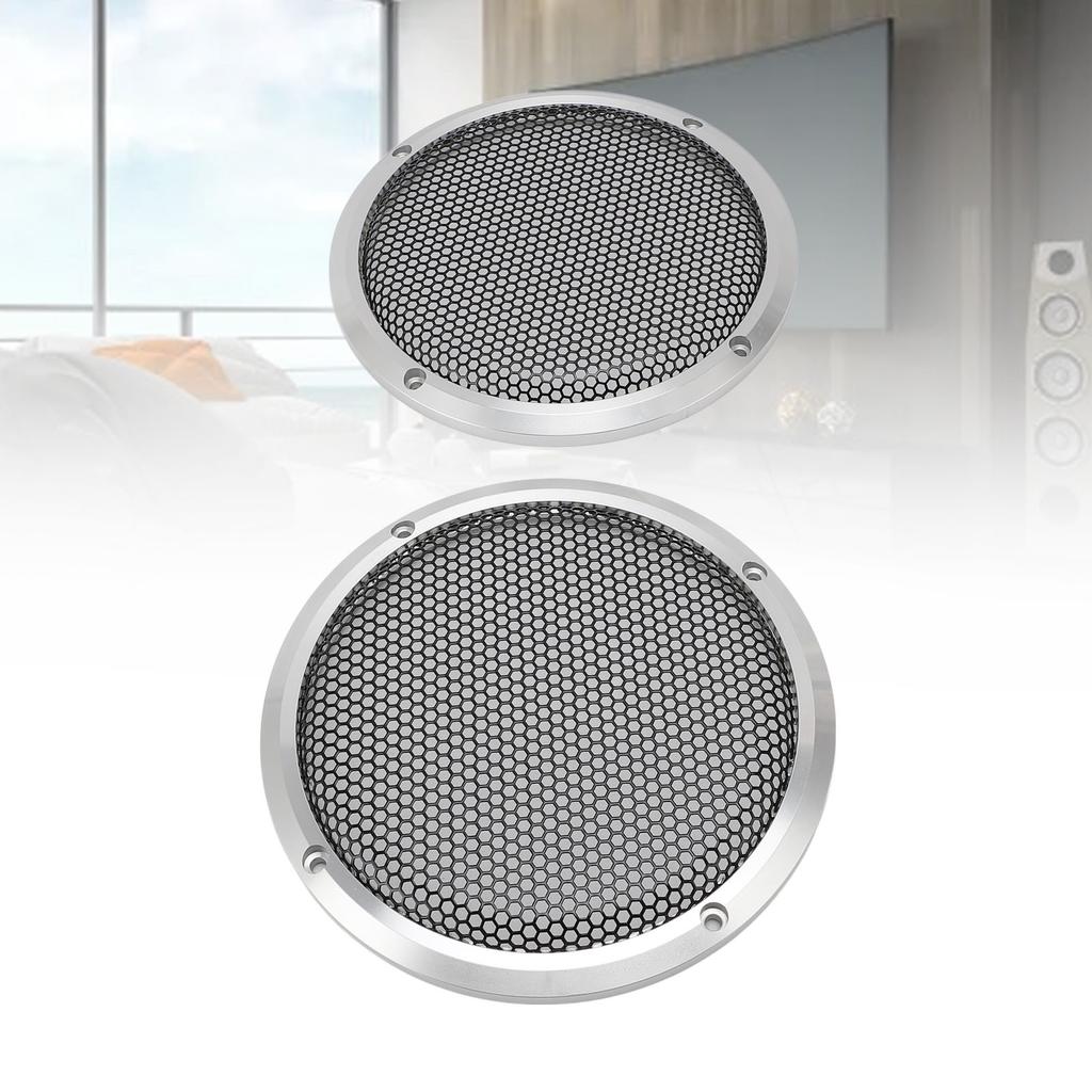 2 Stück Autolautsprecher-Gitterabdeckung 169mm Einfach zu installieren Metall Runder Autolautsprecher-Schutz für Heimkino Schiff