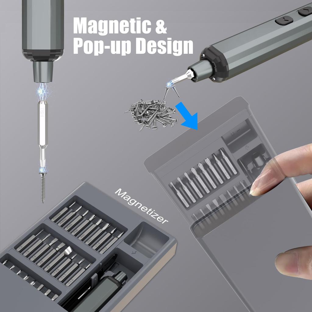 68 in 1 Mini Precision Electric Screwdriver Set 64 Magnetic Screwdriver Drill Bits 5 Torque Settings Power Repair Tool Kit