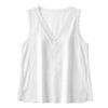 Womens Casual Summer Sleeveless V Neck Lace Trim Shirt