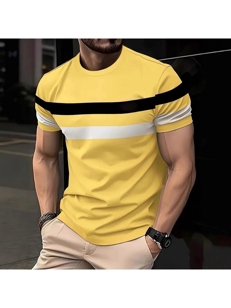 Casual Striped 3D Printed T Shirt For Mens Short Sleeve Tops Oversized T-Shirts O-Neck Pullover Street Men's Shirts Tee Summer Apparel