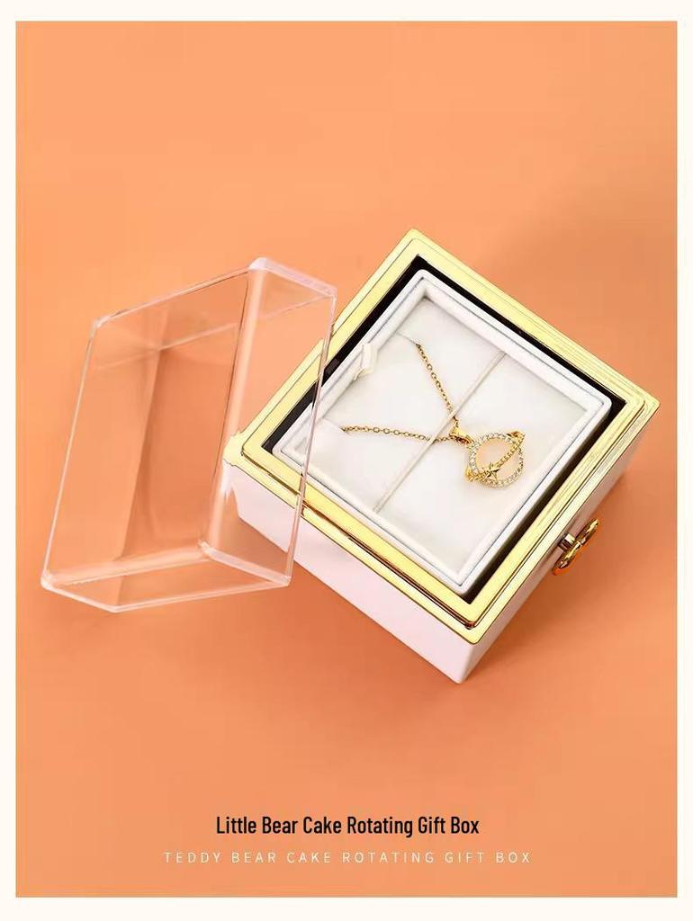 Romantische Kleine Bär Drehbare Kuchenringbox - Perfektes Geschenk für Mädchen oder Ehefrauen Geburtstag, Kreative Überraschung und Geständnis