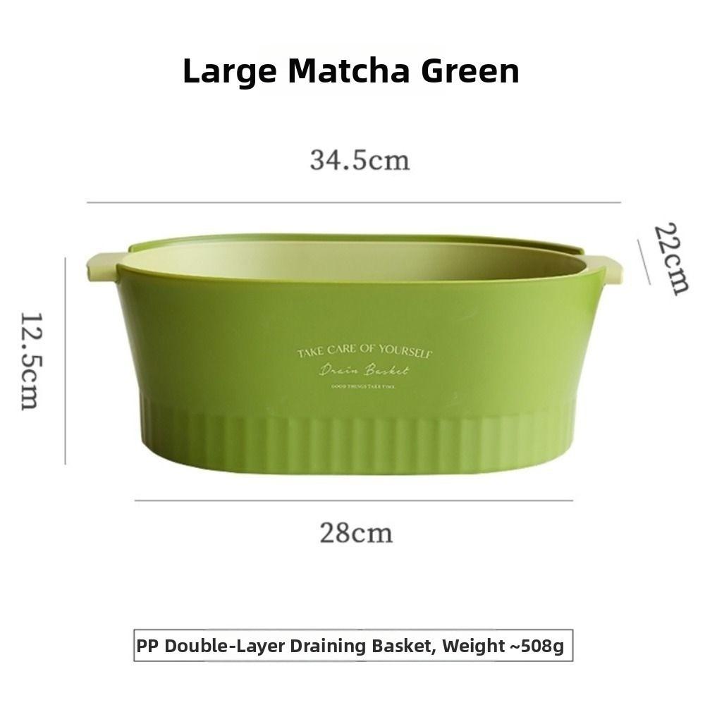 Large Fruit Vegetable Cleaning Basket Plastic Removable Washing Basin With Handle Double-layer Drainer Basket Kitchen Restaurant