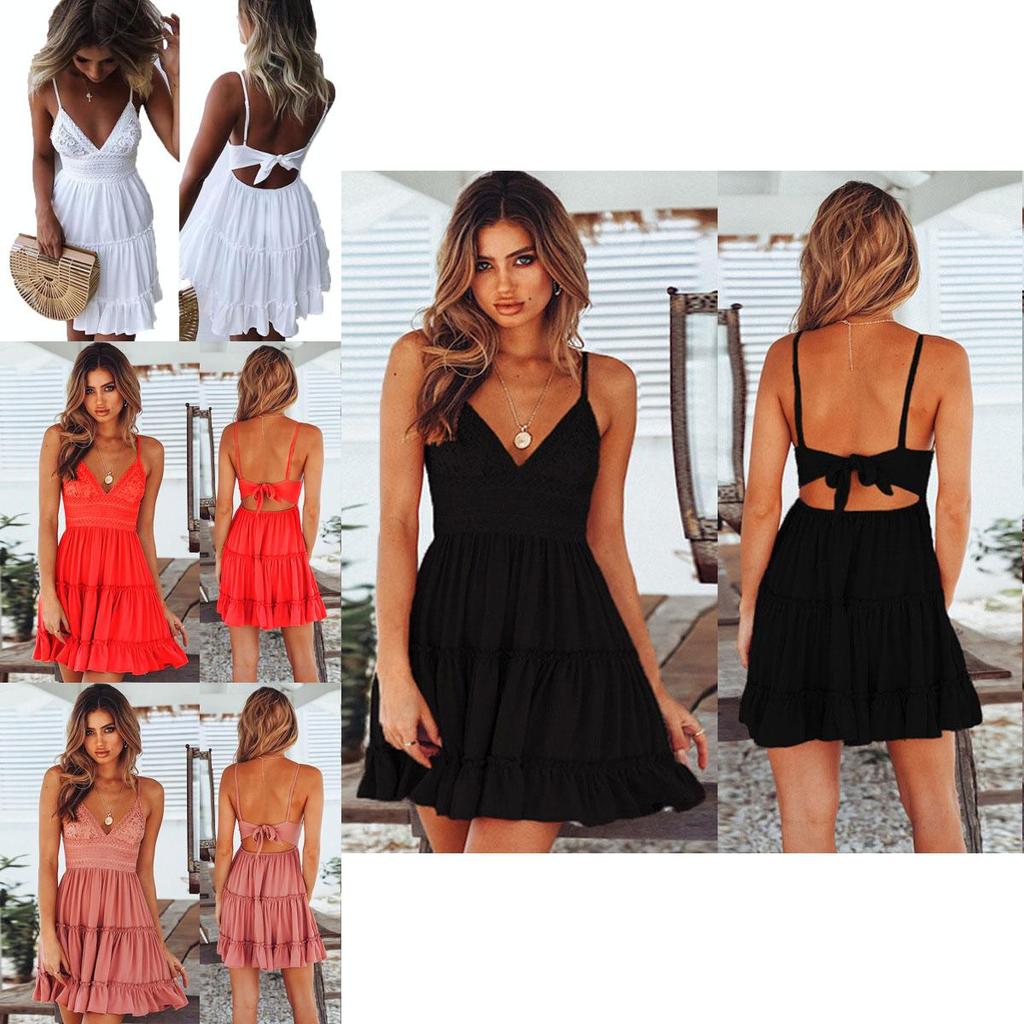 Stylish Women Summer Boho Short Mini Dress For Evening Cocktail And Beach Parties