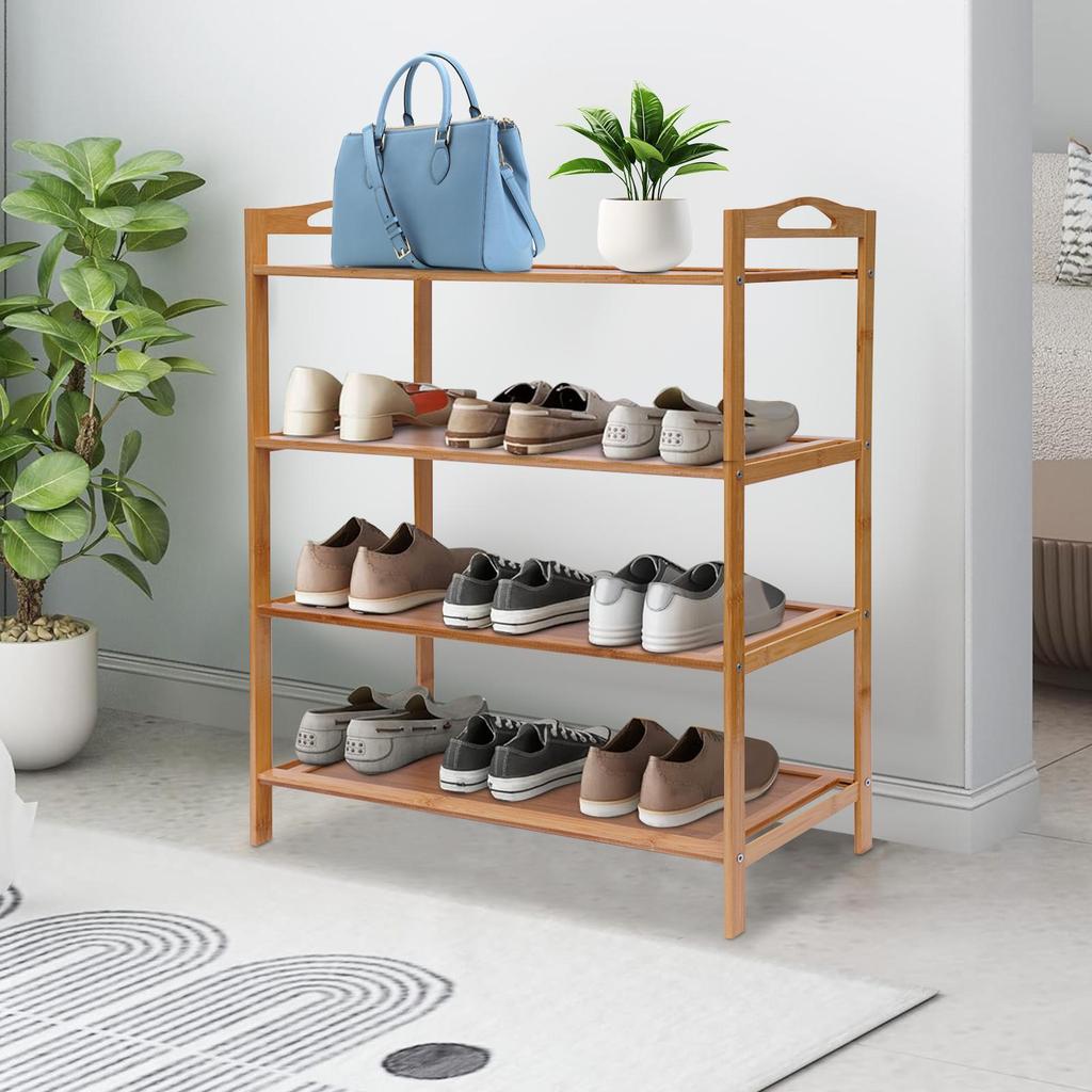 4-Tier Shoe Rack, Open Shoe Storage Rack, Shoe Storage Organizer for Entryway, Hallway and Closet
