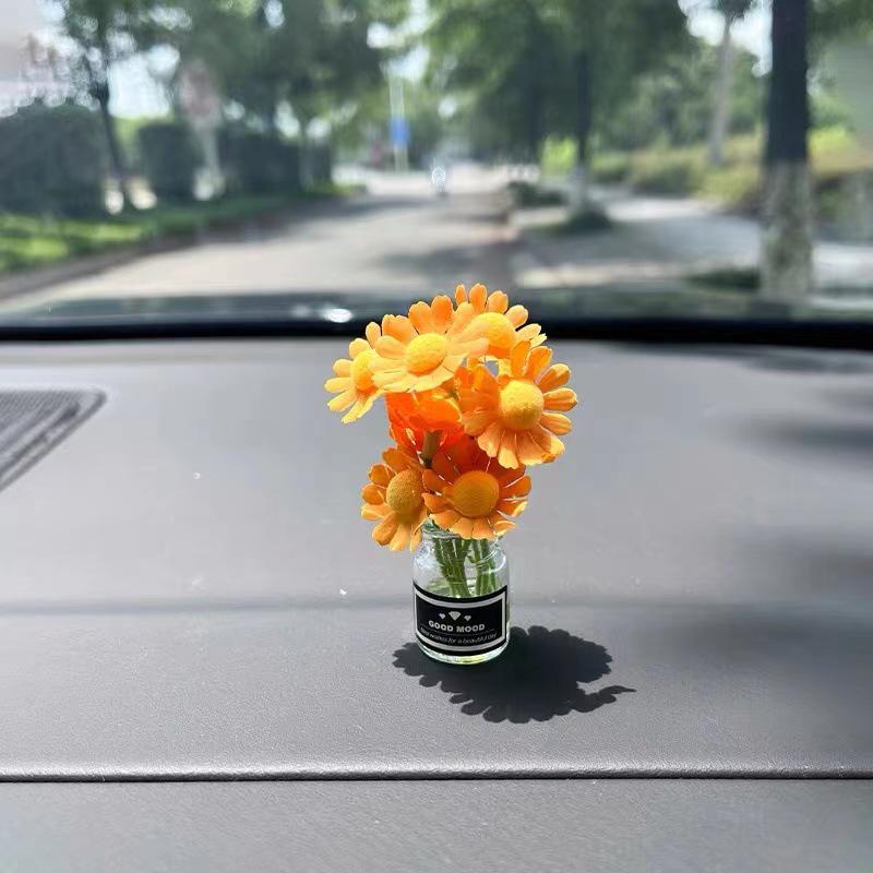 Sunflower Mini Car Ornament - Interior Center Console Decoration, Hot Selling Dollhouse Accessory