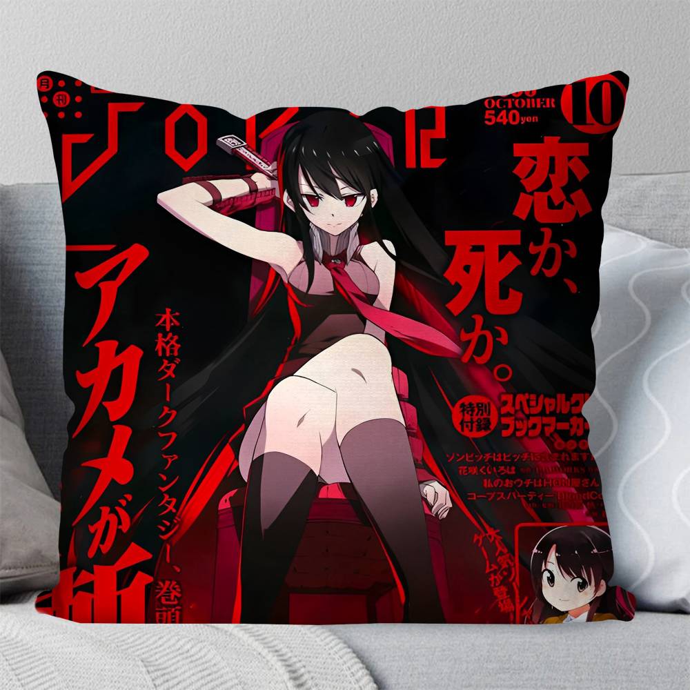 Anime Akame Ga Kill Pillow Case Square Pillow Bedroom Sofa Leisure Comfort Cushion Car Living Room Home Decoration
