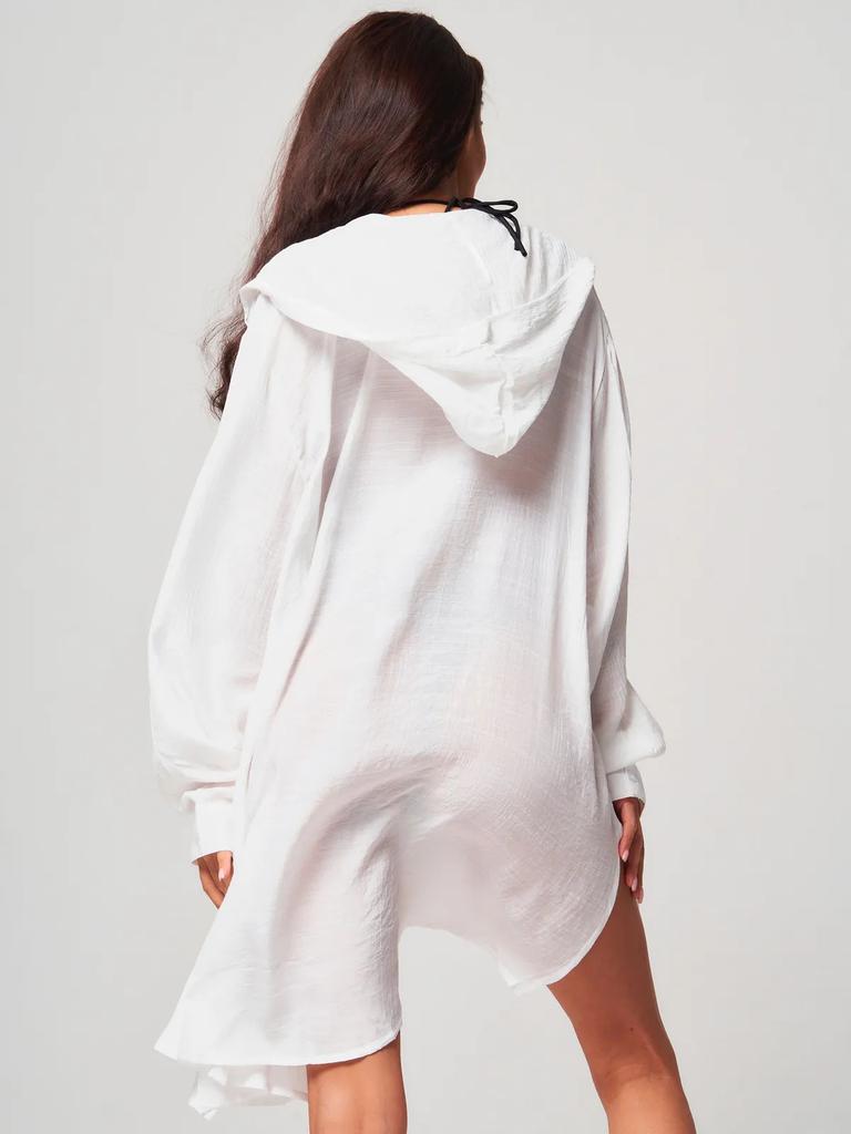 Women's Beach Jacket Casual Vacation Solid Color Pullover Bikini Swimsuit Cover-up Sun  Clothing