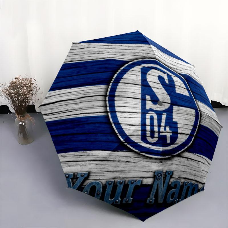 1 PC Automatic Folding Umbrella - FC Schalke 04 Custom Name Pattern, Portable & Foldable Design with 8 Ribs, Christmas Birthday Gifts