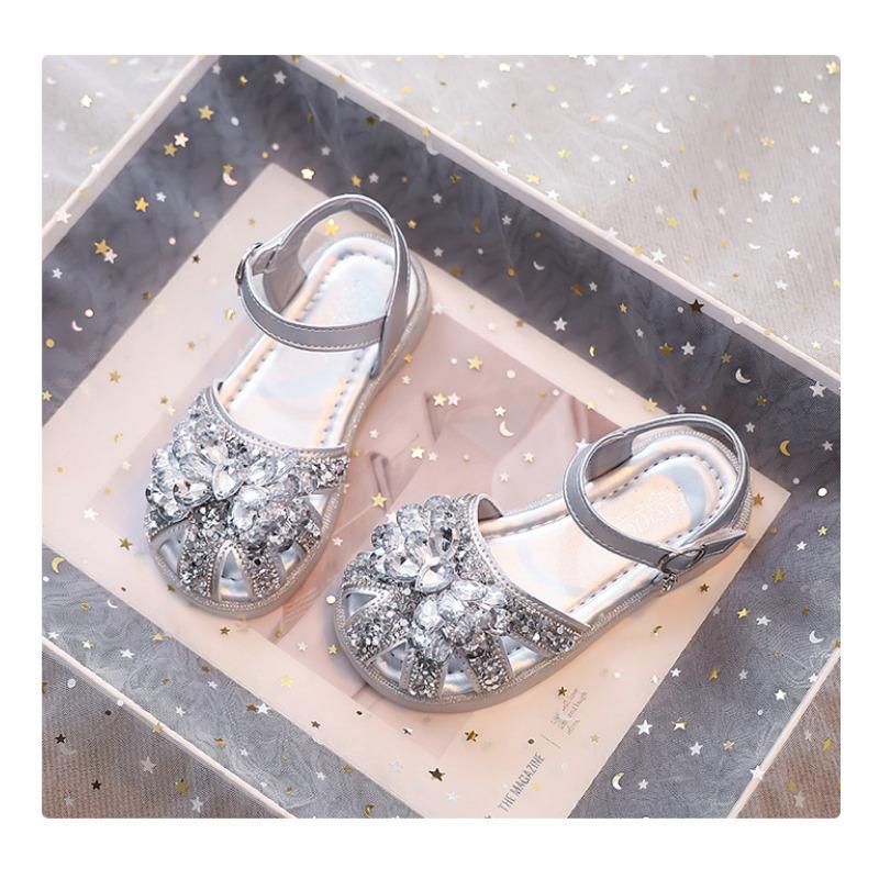 Kids Little Girls Princess Closed Toe Soft Sole Rhinestone Summer Sandals