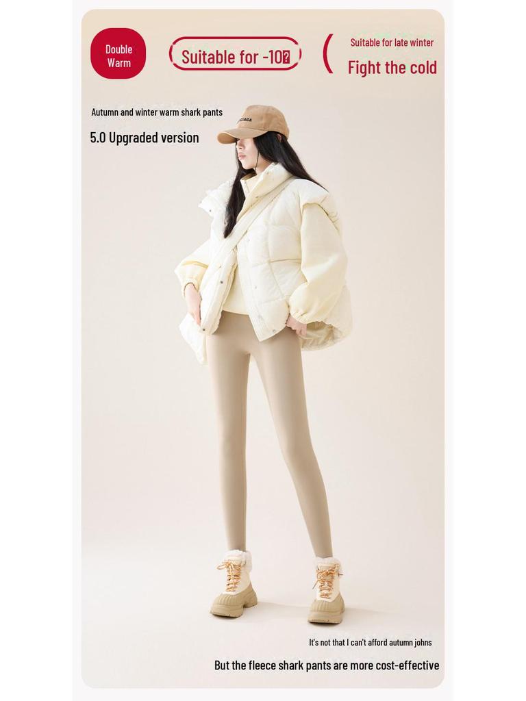 Women's Plush Shark Pants: Cozy High-Waist Barbie Yoga Leggings for Autumn & Winter