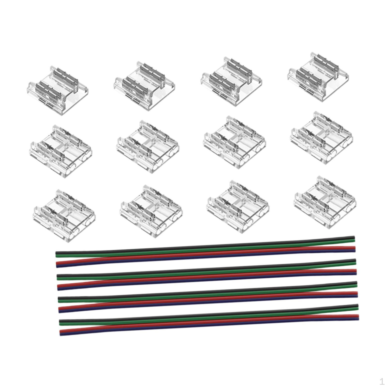

12Pcs Connectors with 4 Extension Wires Accessories 15cm Cable for Pins 10mm LED Strips