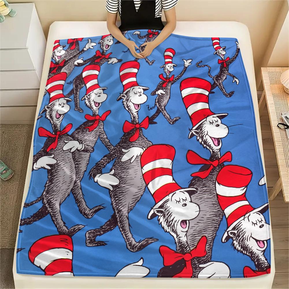 De Kat met de Hoed, patroon Flanellen Deken, Hoge kwaliteit Comfortabel voor Alle Seizoenen, Woondecoratie, Warmte en Comfort, Perfect voor Cadeaus.