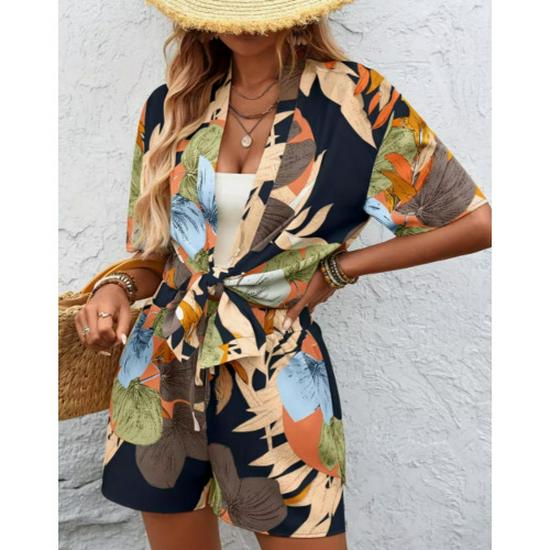 2026 Cross-border Bohemian Short-Sleeve Top & Shorts Set - Strapless Spring/Summer Style