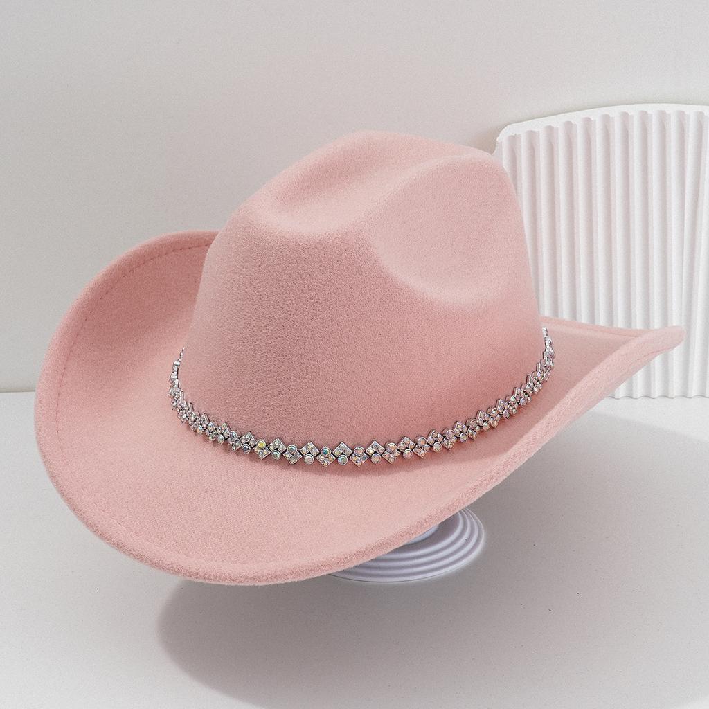 New light luxury top hat British cowboy hat Rhinestone gemstone accessories hat strap hat Panama hat