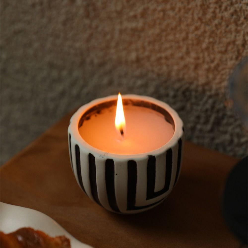 Ceramic Striped Candle Holder Retro Wax Melt Burner Home Decoration Candlestick  Photography Props