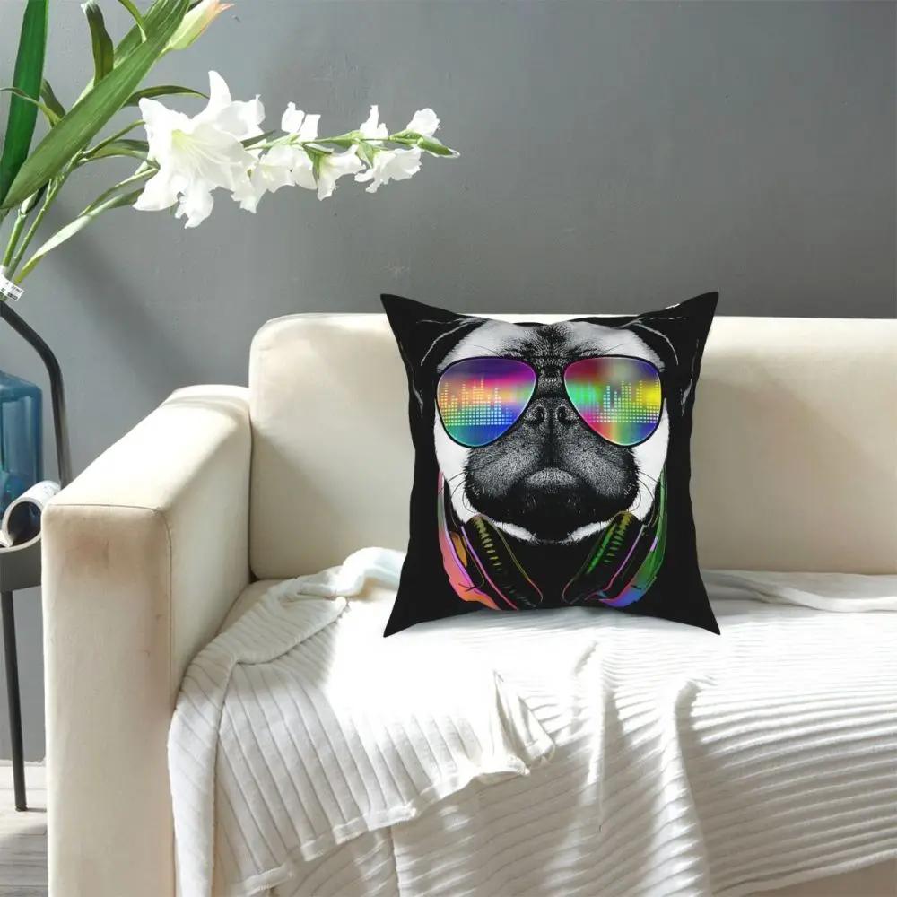 Music Love Pug Funny Dog Square Pillow Case Throw Pillow Creative Pillowcover Home Decor