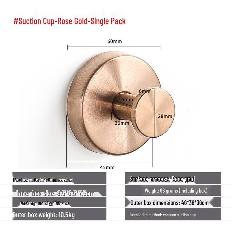 Stainless Steel Traceless Vacuum Suction Cup Hook for Kitchen and Bathroom Towels