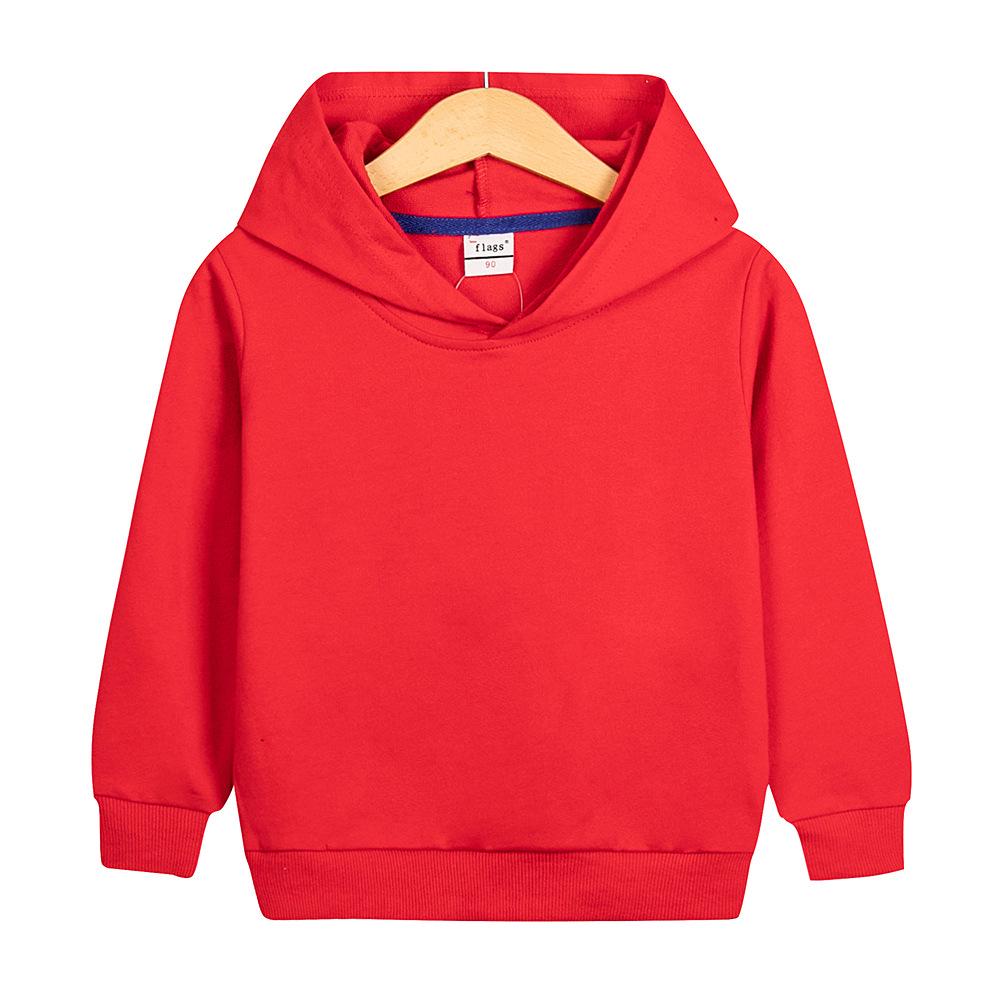 Autumn/Winter Solid Color Hooded Sweatshirt for Kids, Casual Top/Outerwear, Custom Patterns Available