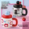 800ML Vacuum Cup With Straw Thermal Water Bottle Cute Insulated Cup  for Office Workers