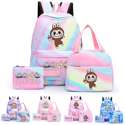 Conjunto de 3 peças/conjunto Mochila Estampada com Lancheira Estojo de Lápis Estudante Adolescente Menino Menina Mochila Conjunto Mochila Feminina Bolsa de Viagem