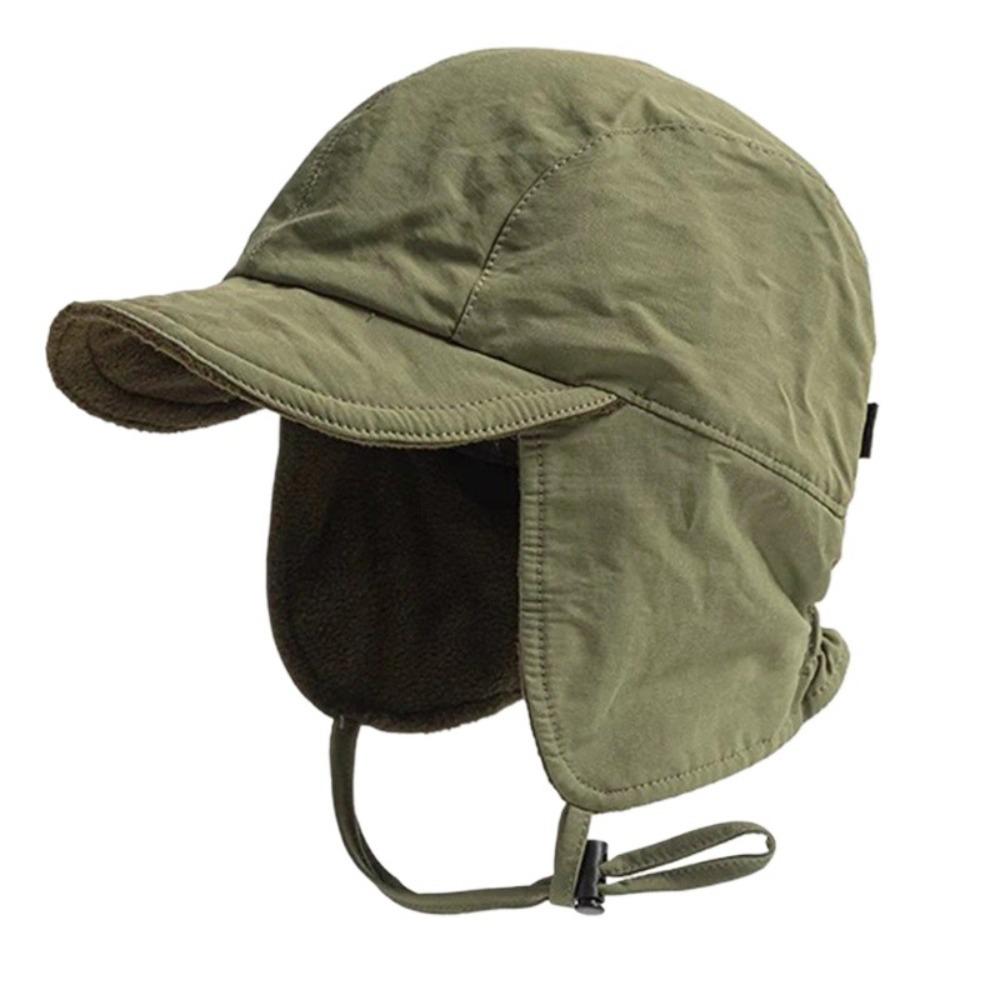 Windproof Velvet Pilot Hat Solid Color Winter Cap Japanese Bomber Hat  Outdoor
