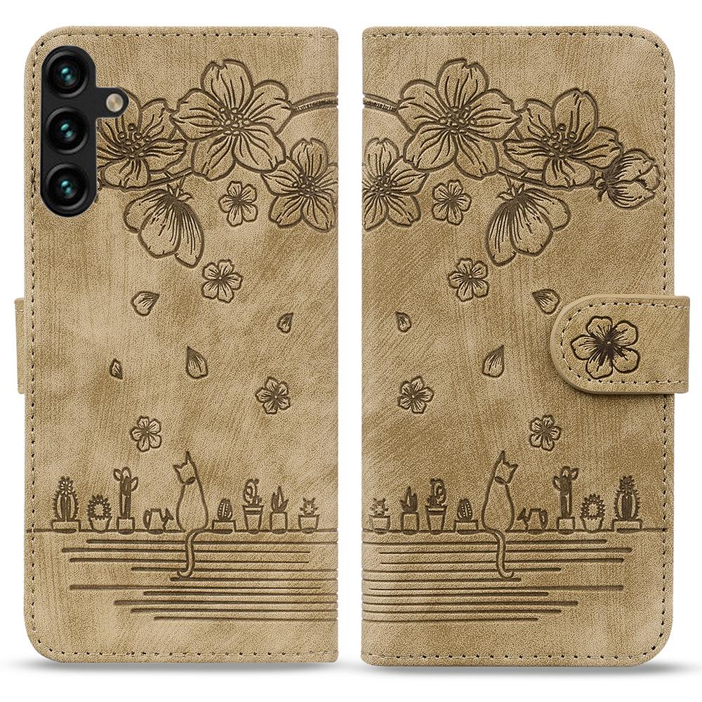 Phone Case For Samsung Galaxy A16 4G/5G/A26 5G/A17,Flip Stand Leather Cover Cherry Blossom Cat Imprinted