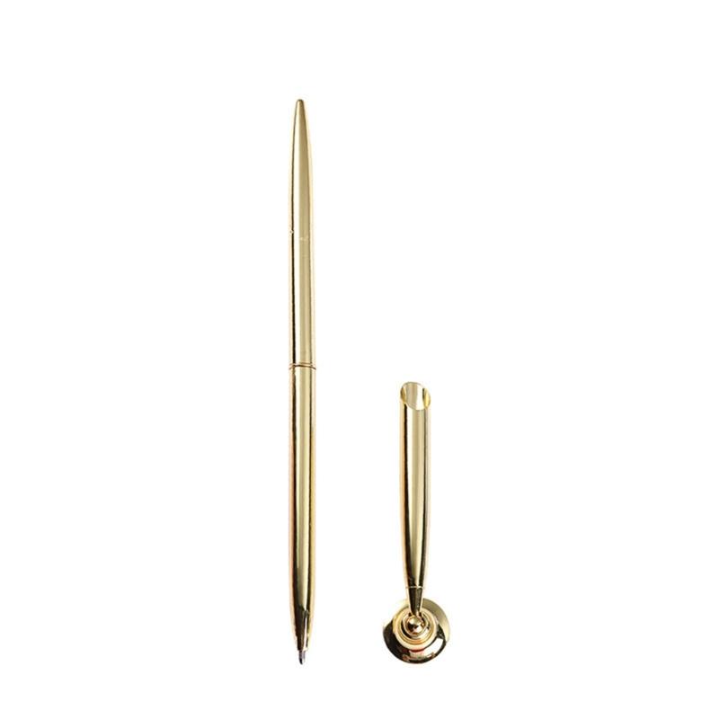 Metal Ballpoint Pen with Metal Pen Stand for Office Desk Hotel Reception Signing Pen Guest Sign in Pen for Wedding золотой
