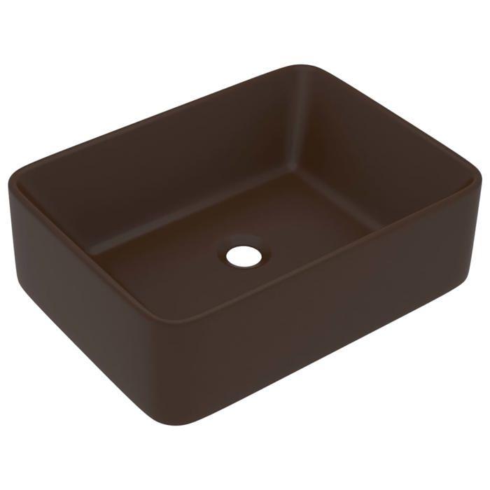 VidaXL Lavabo de Luxe Vasque à Poser de Toilette Lave-mains de Salle de Bain Salle Cosmétique Rectangulaire Marron Foncé Mat 147050