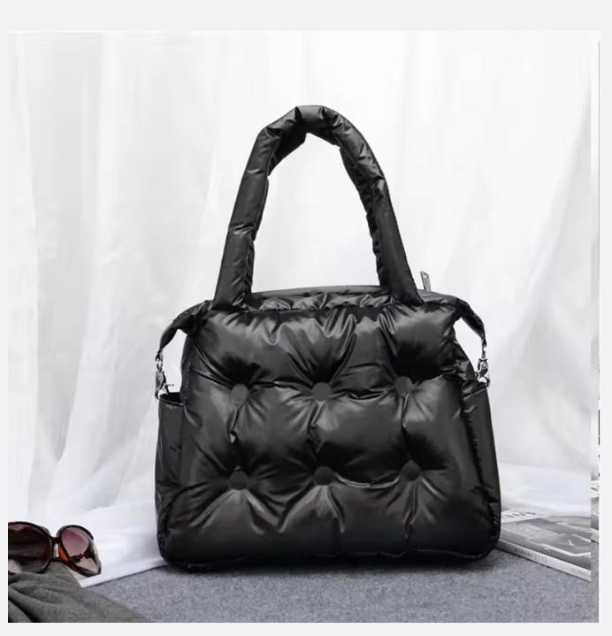 

Cotton Winter Women Space Pad Feather Down Bag Bucket Handbag Luxury Brand Designer Sac a Main Bolsa Feminina Shoulder Tote Bag 20cm<Max Length<30cm